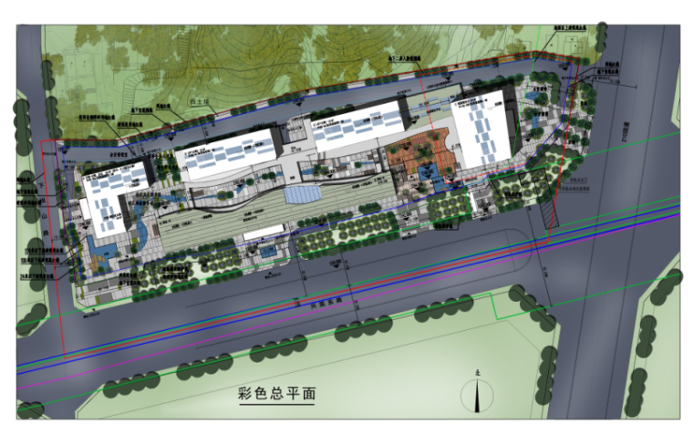 [贵州]多功能传媒广场设计方案文本（含CAD施工图、PS分析图）-总平面图