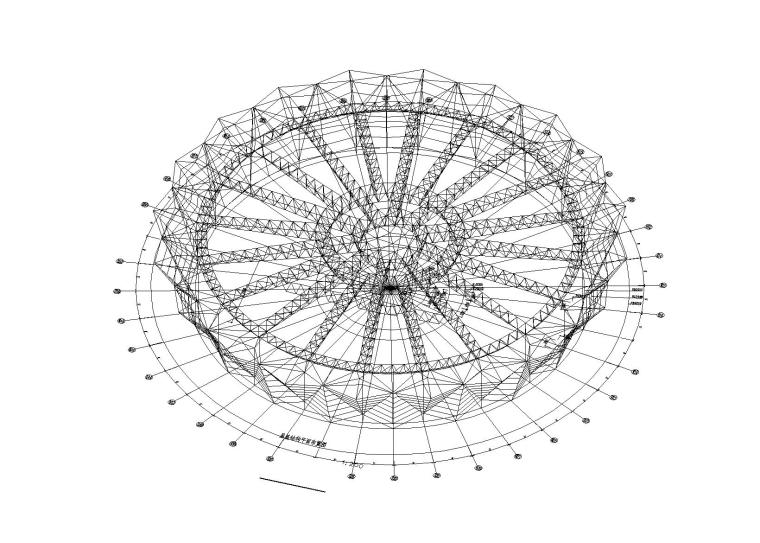 体育馆建筑结构施工图（钢屋盖+混凝土看台-钢屋盖结构平面图