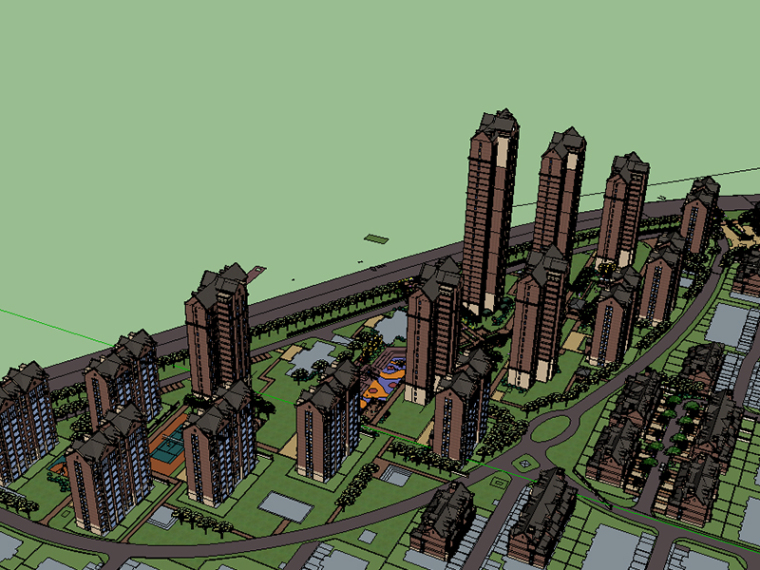 SU建筑模型资料下载-[北京]高层居住区英国阿特金斯SU建筑模型