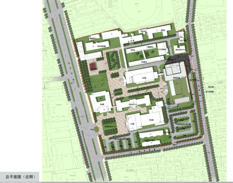 [江苏]某人民医院病房大楼规划设计文本（CAD+SU+文本）-总平面图
