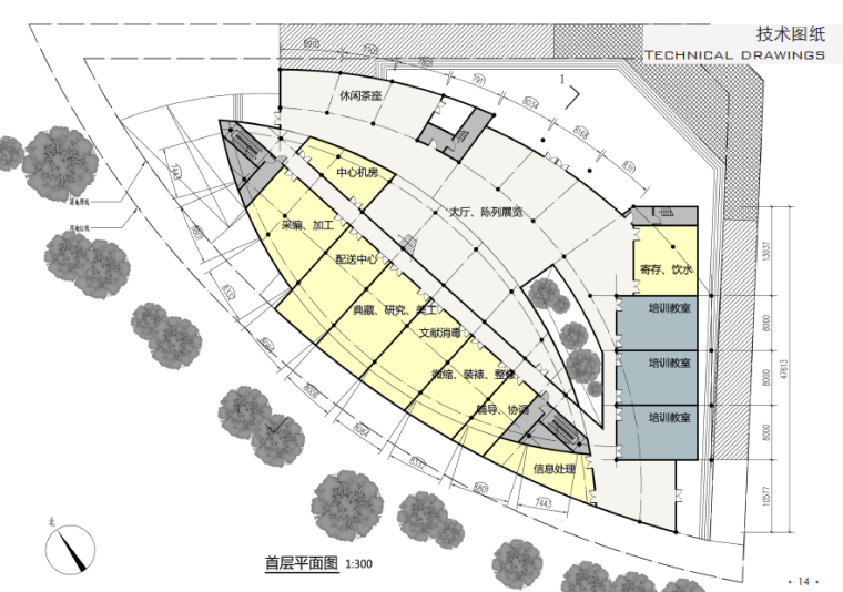 [四川]郫县图书馆建筑设计方案文本-首层平面图