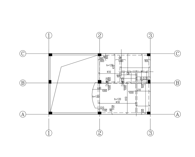 三层半框架结构农村自建别墅结构施工图（CAD、12张）-楼面板配筋图