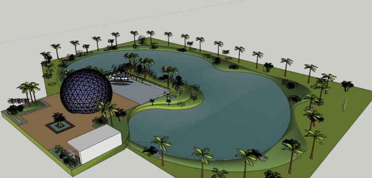 喷泉水帘3d模型下载资料下载-小庭院景观设计模型