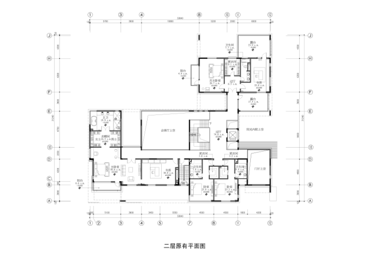 北京富力湾湖心岛别墅方案设计及意向图（41页）-二层平面图