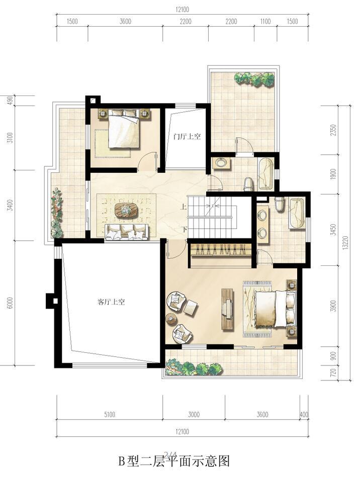 户型为二层半独栋别墅，砌体结构别墅建筑文本（包含CAD+效果图）_4