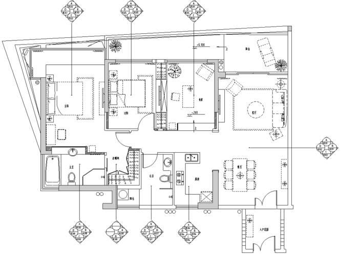 东南亚风格别墅施工图资料下载-[海南]三亚时代海岸蓝色维也纳风格C-2户型施工图
