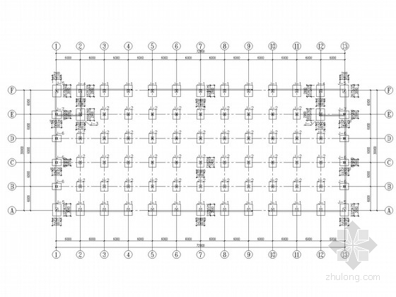 两层门式刚架厂房结构施工图-基础平面图 