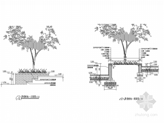 [浙江]花园居住区景观工程全套施工图（北区）-景观树池详图