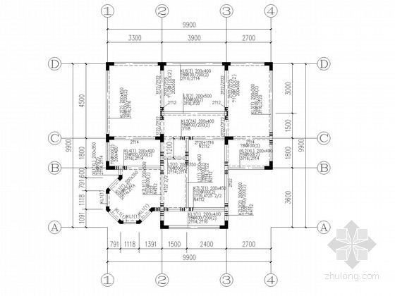 坡屋面别墅建筑施工图资料下载-三层坡屋面框架别墅结构施工图