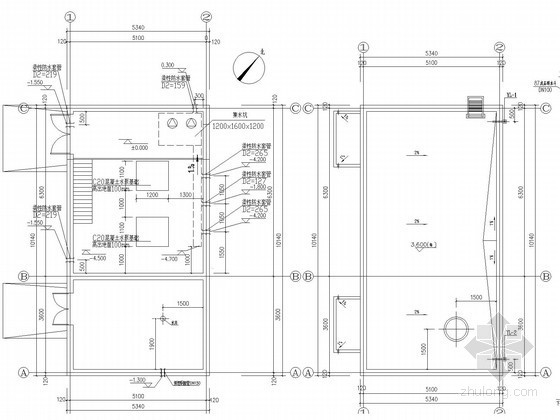 [湖南]粮库迁建工程给排水消防施工图-泵房平面图 