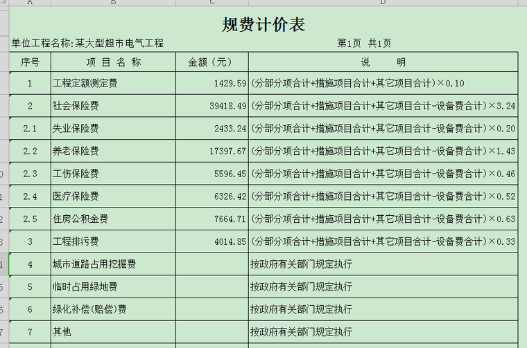 大型超市安装工程清单报价-1