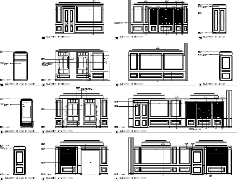 [天津]丽思卡尔顿酒店顶层客房部分设计施工图（附效果图+方案文本）-立面图