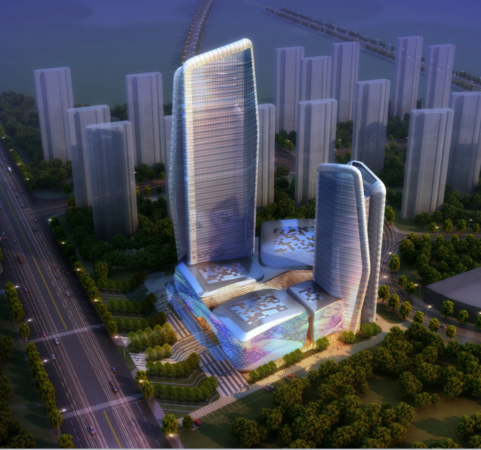 办公建筑造型图资料下载-[武汉]超高层弧线造型办公及就酒店建筑方案文本
