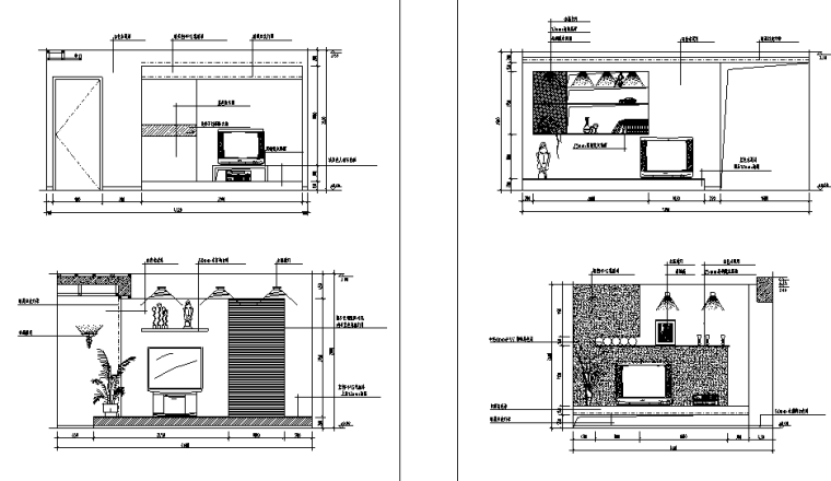 石缸CAD立面图例资料下载-客厅经典分空间CAD立面图库