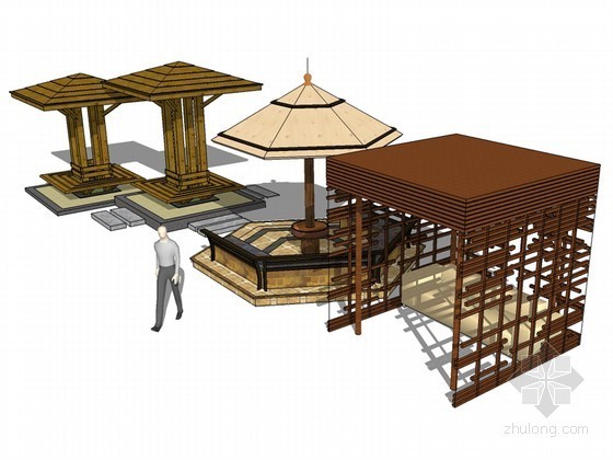 景观亭SketchUp资料下载-木质景观亭SketchUp模型下载