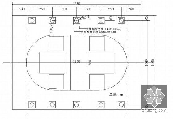 [四川]特大桥(74+136+74)m连续梁挂篮悬浇法专项施工方案及计算书183页-主墩承台钢管支架预埋钢板示意图