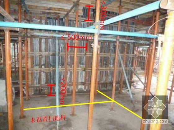 建筑工程模板工程标准做法及质量通病防治措施（133页 大量图片）-层高2.8-3m的墙柱设6排螺杆