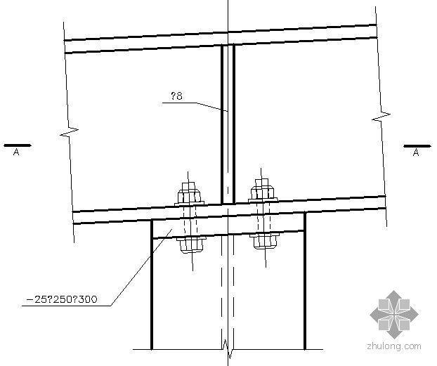梁柱连接节点构造资料下载-某300×250屋面梁柱连接节点构造详图