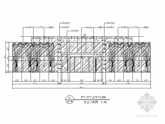 酒店大堂立面CAD图资料下载-[湖南]某豪华酒店大堂立面图