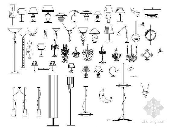 家居常用灯具立面图块-2