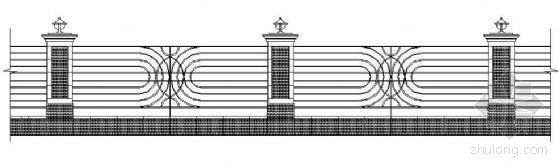 小区围墙铁艺资料下载-铁艺围墙详图