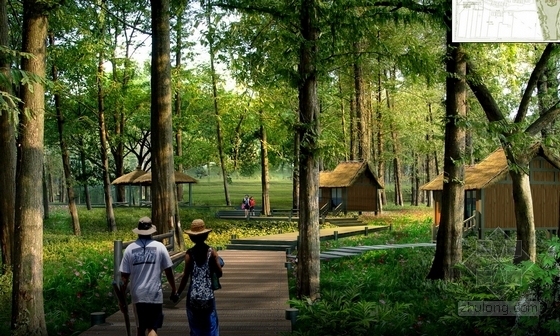 [江苏]城市绿廊型河流绿带景观规划设计方案-景观效果图