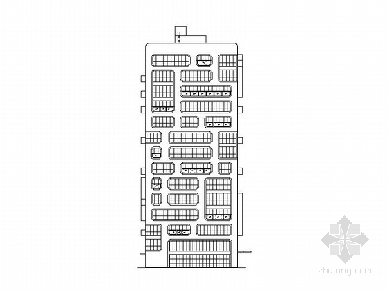 四层现代办公楼施工图资料下载-[温州]十四层现代风格办公楼建筑施工图（2015年图纸 立面设计颇具特色）