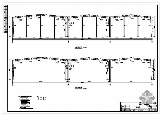 单层单跨门式钢架门撑资料下载-湖北某液压件有限公司门式钢架工业厂房结构施工图