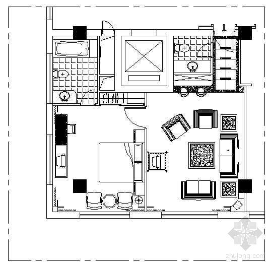 室内平面家具布置图资料下载-一些标准客房的家私布置图