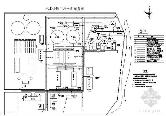 云南污水处理厂课程设计资料下载-某市污水处理厂平面布置图（课设）