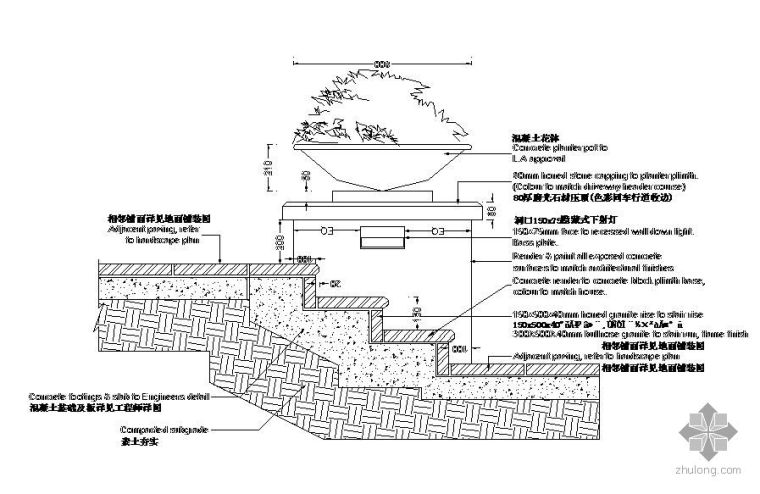 入口树池详图资料下载-带花钵入口设计详图