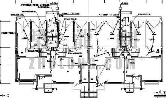 建筑电气设计平面图资料下载-某联体别墅电气平面图