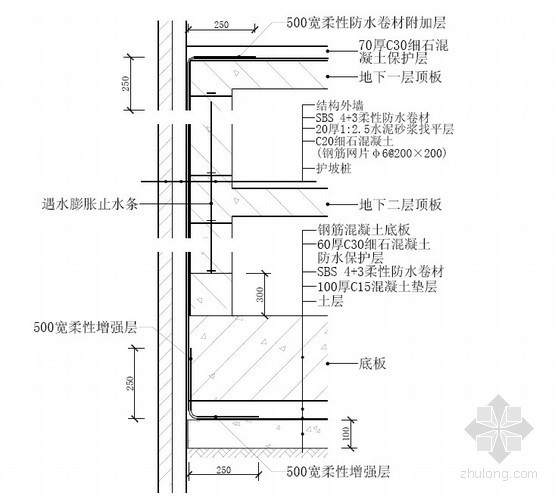 地下涂料防水工艺资料下载-地下防水工程施工工艺（SBS改性沥青防水卷材）