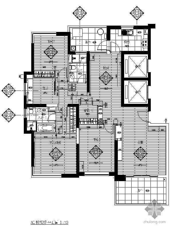 上海住宅式公寓资料下载-[上海]酒店式公寓四居室样板房施工图