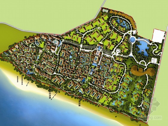住宅小区景观设计彩图资料下载-某度假区住宅小区初级方案文本