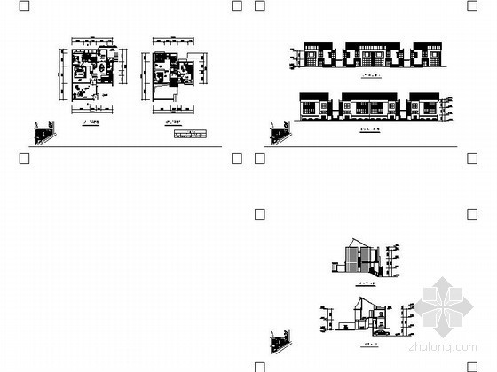 [深圳]某二层四联排徽式别墅（C型）建筑方案图- 