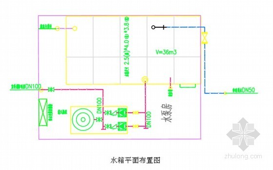 框架结构住宅楼工程临电临水施工方案(70页 附平面图)-水箱平面布置图 