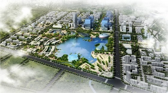 [内蒙古]复合功能可持续都市活力核心区景观规划设计方案-鸟瞰图 