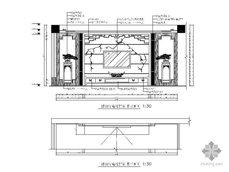 客厅电视背景墙立面资料下载-客厅背景立面图