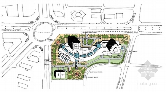 [上海]高档商业综合体建筑设计方案文本-商业综合体总平面图 