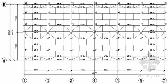 单层工业厂房平面布置图资料下载-[北京]14米跨钢结构单层工业厂房结构施工图