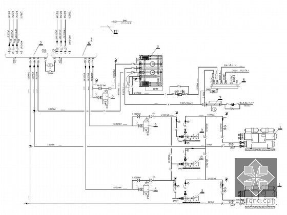 [江西]医院门诊楼空调及通风排烟系统设计施工图（冷热源系统多）-制冷机房系统流程图