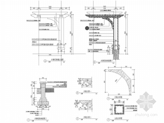 [天津]城市高档生活小区景观设计施工图-木质花架施工详图