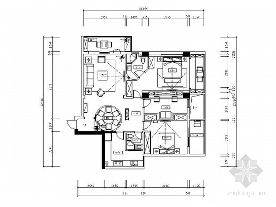 新中式室内设计两居室资料下载-[江苏]都市后花园典雅新中式风格两居室装修施工图（含效果）