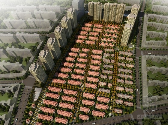 10户联排别墅资料下载-[北京]现代风格高层住宅及联排别墅区规划设计方案文本