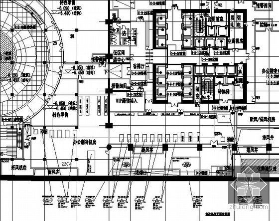 [天津]地标性购物中心暖通空调系统全套施工图（140张 含负荷计算书）-制冷机房平面布置