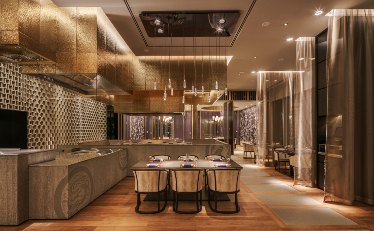 家装餐厅并列酒柜图资料下载-科威特四季酒店DaiForni和Sintoho餐厅