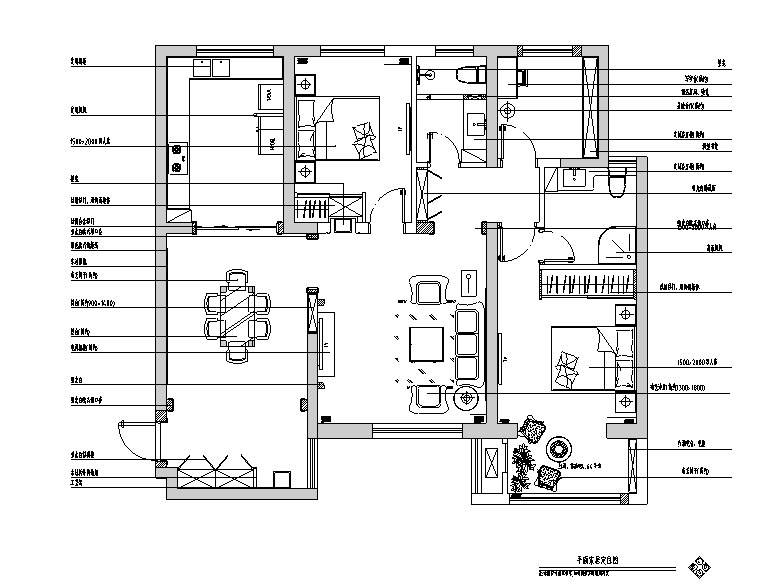 法式居室设计资料下载-法式浪漫之旅清渭公馆B户型三居室样板房设计施工图（附效果图）