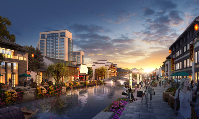 徽韵水街景观效果图