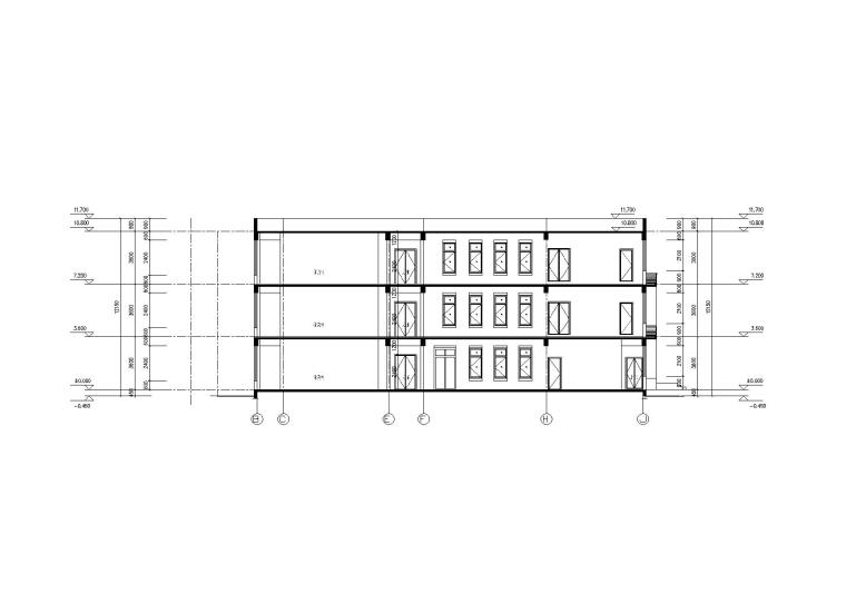 某幼儿园建筑施工图（CAD图纸+效果图）-1-1剖面图